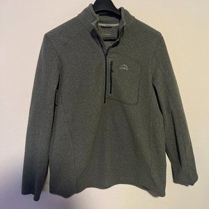 LL Bean Sweater Mens L Large Gray Polar Fleece Quarter Zip Long Sleeve Pullover